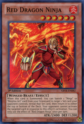 A Super Rare "Red Dragon Ninja" card from the Yugioh Set: Abyss Rising (ABYR).