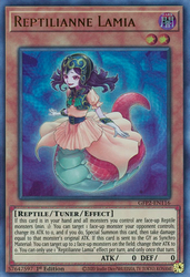 An Ultra Rare "Reptilianne Lamia" card from the Yugioh Set: Ghosts From the Past: The 2nd Haunting (GFP2).