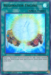 An Ultra Rare "Resonator Engine" card from the Yugioh Set: Ghosts From the Past (GFTP).