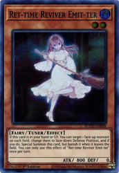 A Super Rare "Ret-Time Reviver Emit-Ter" card from the Yugioh Set: Rise of the Duelist.