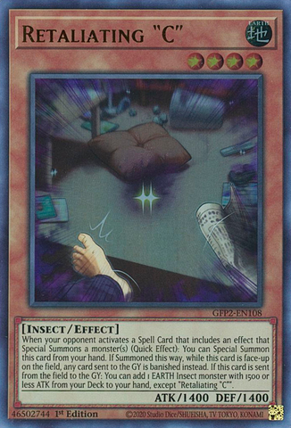 An Ultra Rare "Retaliating "C"" card from the Yugioh Set: Ghosts From the Past: The 2nd Haunting (GFP2).