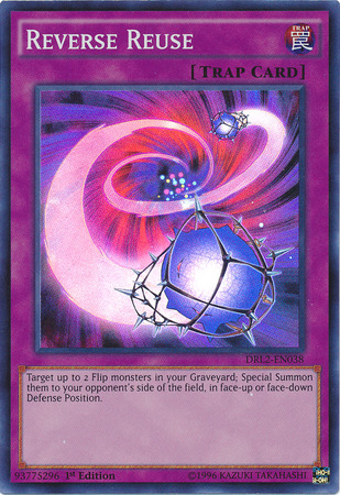A Super Rare "Reverse Reuse" card from the Yugioh Set: Dragons of Legend 2 (DRL2).
