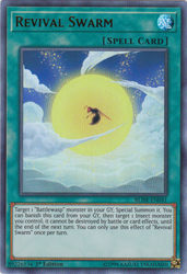 An Ultra Rare "Revival Swarm" card from the Yugioh Set: Battles of Legend: Hero's Revenge.