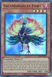 An Ultra Rare "Salamangreat Fowl" card from the Yugioh Set: Ghosts from the Past (GFTP).