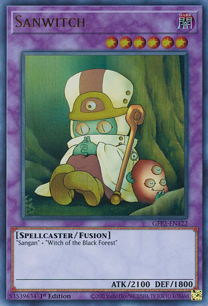 An Ultra Rare "Sanwitch" card from the Yugioh Set: Ghosts From the Past: The 2nd Haunting (GFP2).