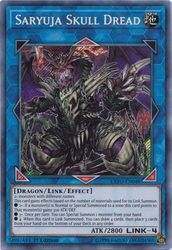 A Secret Rare "Saryuja Skull Dread" card from the Yugioh Set: Extreme Force.