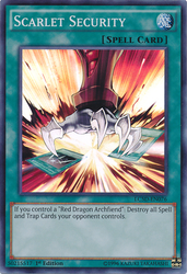 A Super Rare "Scarlet Security" card from the Yugioh Set: Legendary Collection 5D's (LC5D).