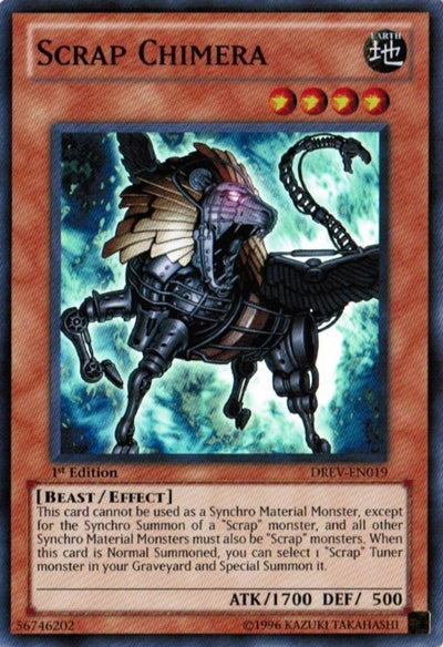 A Super Rare "Scrap Chimera" card from the Yugioh Set: Duelist Revolution.