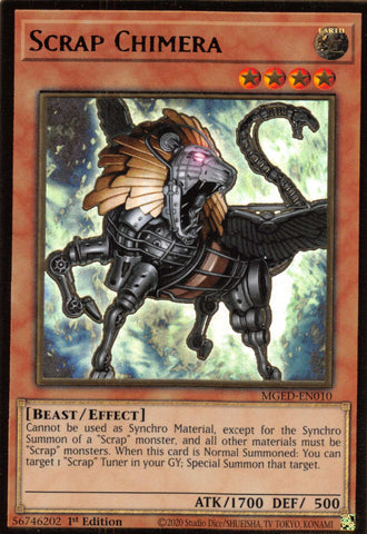  A Gold Rare "Scrap Chimera" card from the Yugioh Set: Maximum Gold: El Dorado.