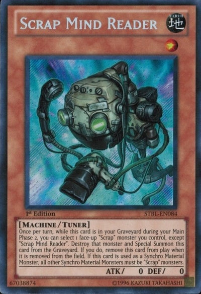  A Secret Rare "Scrap Mind Reader" card from the Yugioh Set: Starstrike Blast.