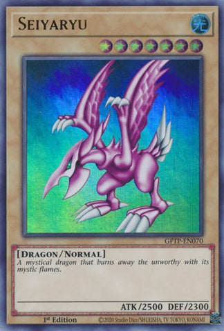 An Ultra Rare "Seiyaryu" card from the Yugioh Set: Ghosts From the Past (GFTP).