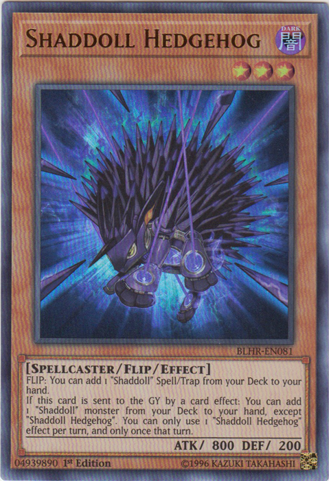 An Ultra Rare "Shaddoll Hedgehog" card from the Yugioh Set: Battles of Legend: Hero's Revenge.