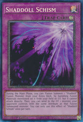 A Prismatic Collector's Rare "Shaddoll Schism" card from the Yugioh Set: Rarity Collection 1 (RA01).