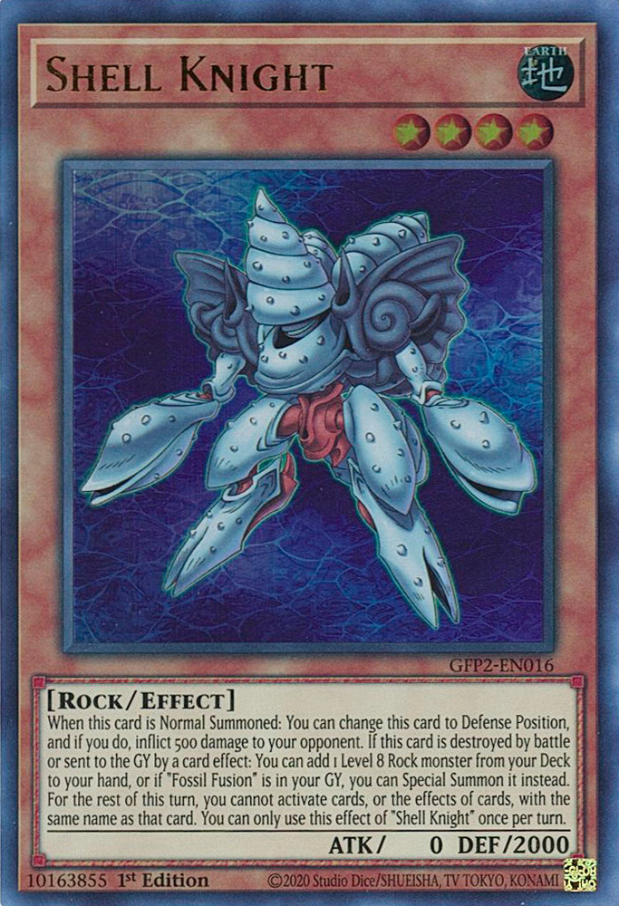  An Ultra Rare "Shell Knight" card from the Yugioh Set: Ghosts From the Past: The 2nd Haunting (GFP2).