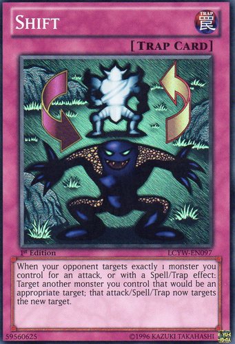 A Super Rare "Shift" card from the Yugioh Set: Legendary Collection 3: Yugi's World (LCYW).