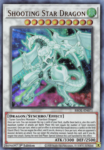  An Ultra Rare "Shooting Star Dragon" card from the Yugioh Set: Brothers of Legend.