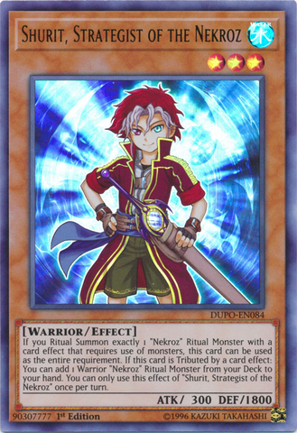 An Ultra Rare "Shurit, Strategist of the Nekroz" card from the Yugioh Set: Duel Power (DUPO).