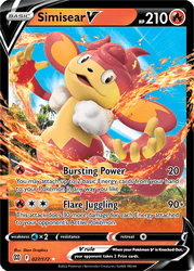 An Ultra Rare "Simisear V" (027/172) card from the Pokemon Set: Brilliant Stars.