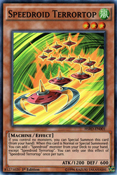 A Super Rare "Speedroid Terrortop" card from the Yugioh Set: High-Speed Riders.