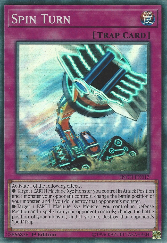  A Super Rare "Spin Turn" card from the Yugioh Set: The Infinity Chasers.