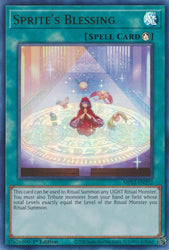 An Ultra Rare "Sprite's Blessing" card from the Yugioh 2022 Tin of the Pharaoh's Gods Set (MP22).