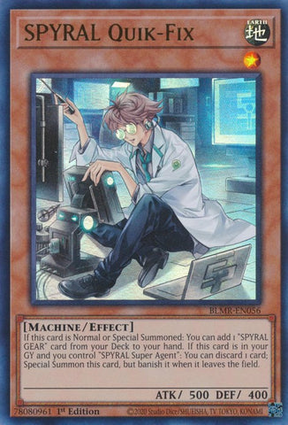 An Ultra Rare "Spyral Quik-Fix" card from the Yugioh Set: Battles of Legend: Monstrous Revenge.