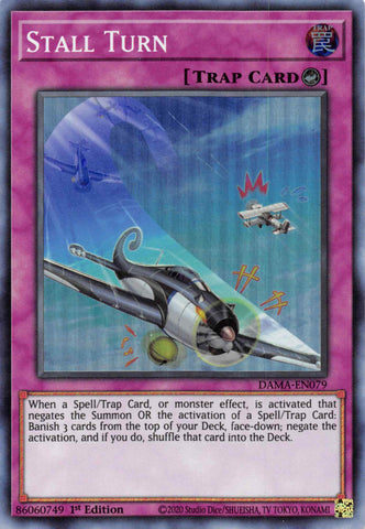 A Super Rare "Stall Turn" card from the Yugioh Set: Dawn of Majesty (DAMA).