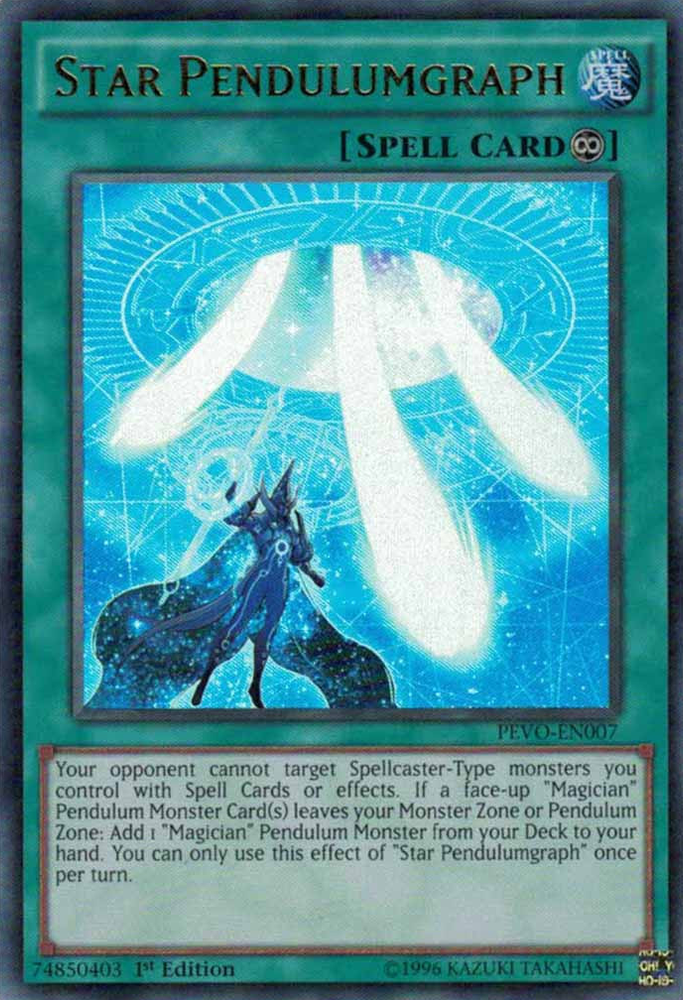  An Ultra Rare "Star Pendulumgraph" card from the Yugioh Set: Pendulum Evolution (PEVO).