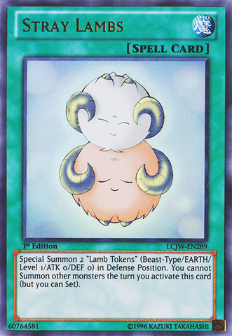 An Ultra Rare "Stray Lambs" card from the Yugioh Set: Legendary Collection 4: Joey's World (LCJW).