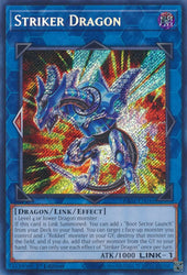 A Secret Rare "Striker Dragon" card from the Yugioh Set: Rarity Collection 1 (RA01).