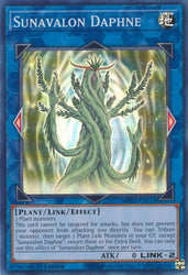 An Super Rare "Sunavalon Daphne" card from the Yugioh 2022 Tin of the Pharaoh's Gods Set (MP22).