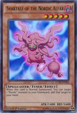 An Ultra Rare "Svartalf of the Nordic Alfar" card from the Yugioh Set: Legendary Collection 5D's (LC5D).