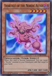 An Ultra Rare "Svartalf of the Nordic Alfar" card from the Yugioh Set: Legendary Collection 5D's (LC5D).