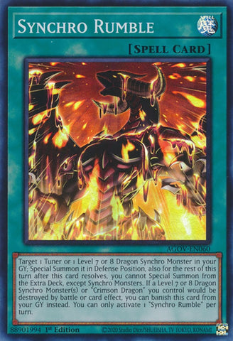 A Super Rare "Synchro Rumble" card from the Yugioh Set: Age of Overlord.