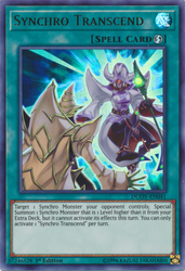 An Ultra Rare "Synchro Transcend" card from the Yugioh Set: Duel Overload (DUOV).