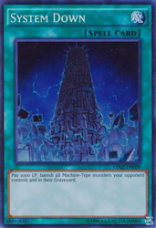 A Super Rare "System Down" card from the Yugioh OTS Tournament Pack 2.