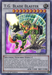 A Super Rare "T.G. Blade Blaster" card from the Yugioh Set: Legendary Collection 5D's (LC5D).