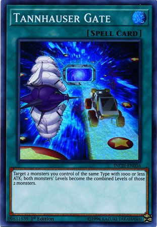  A Super Rare "Tannhauser Gate" card from the Yugioh Set: The Infinity Chasers.