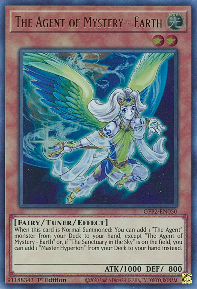  An Ultra Rare "The Agent of Mystery - Earth" card from the Yugioh Set: Ghosts From the Past: The 2nd Haunting (GFP2).