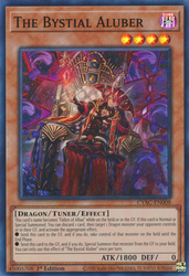 A Super Rare "The Bystial Aluber" card from the Yugioh Set: Cyberstorm Access.