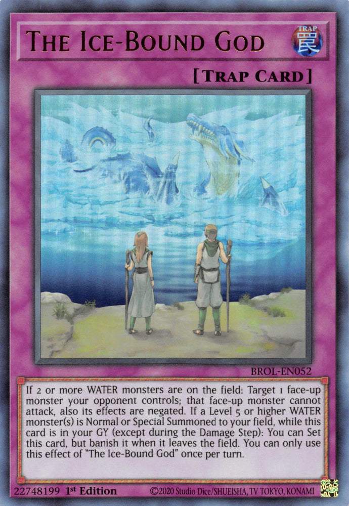  An Ultra Rare "The Ice-Bound God" card from the Yugioh Set: Brothers of Legend.