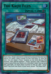An Ultra Rare "The Kaiju Files" card from the Yugioh Set: Battles of Legend: Relentless Revenge (BLRR).