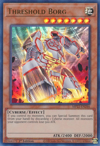 An Ultra Rare "Threshold Borg" card from the Yugioh 2022 Tin of the Pharaoh's Gods Set (MP22).