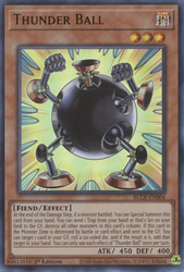 An Ultra Rare "Thunder Ball" card from the Yugioh Set: Battles of Legend: Crystal Revenge.