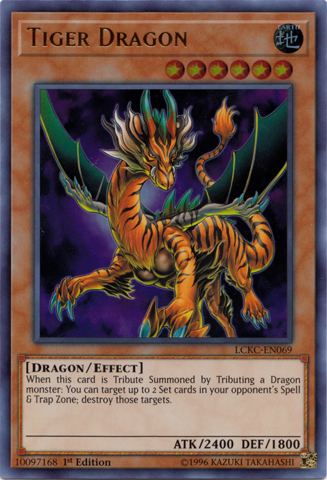 An Ultra Rare "Tiger Dragon" card from the Yugioh Set: Legendary Collection: Kaiba.