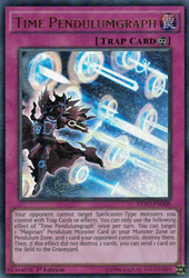 An Ultra Rare "Time Pendulumgraph" card from the Yugioh Set: Pendulum Evolution (PEVO).