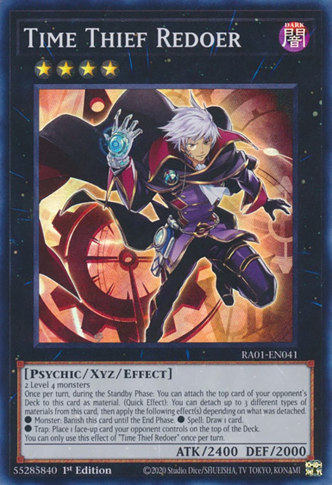 A Super Rare "Time Thief Redoer" card from the Yugioh Set: Rarity Collection 1 (RA01).