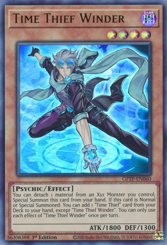 An Ultra Rare "Time Thief Winder" card from the Yugioh Set: Ghosts From the Past (GFTP).