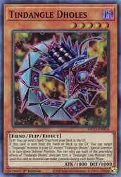 A Super Rare "Tindangle Dholes" card from the Yugioh Set: King's Court. 