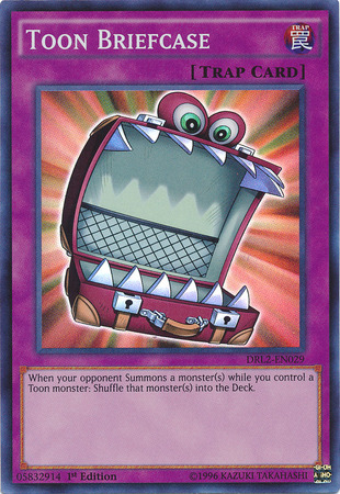 A Super Rare "Toon Briefcase" card from the Yugioh Set: Dragons of Legend 2 (DRL2).